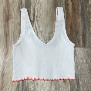 White cropped ribbed tank top. Women’s large. Target brand.